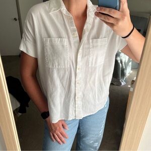 Madewell White Boxy Short Sleeve Button Down Shirt